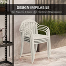 Set 4 Sedie da Giardino 57x54x78 cm Impilabili con Schienale Alto in PP Bianco