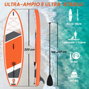 Tavola Sup Gonfiabile 320x82x15 cm Stand Up Paddle Antiscivolo in Plastica ed EVA Arancione      