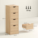 Mobile Bagno Salvaspazio con 4 Cassetti in Stile Nordico 29x29x83 cm in Truciolare Color Legno 
