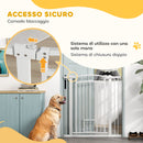 Cancelletto di Sicurezza con 2 Estensioni 76-104 cm Cancelletto Alto 106 cm Bianco   