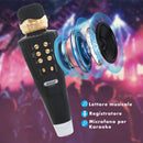 Microfono Karaoke Wireless Speaker Musica Bluetooth con USB per Feste Nero