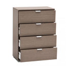 Cassettiera 4 Cassetti Rovere Grigio 60x38x85 h cm in Truciolare bilaminato Rovere grigio