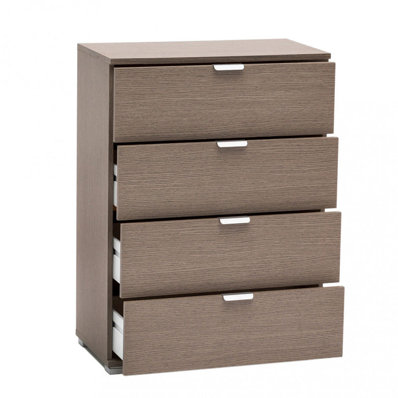 Cassettiera 4 Cassetti Rovere Grigio 60x38x85 h cm in Truciolare bilaminato Rovere grigio