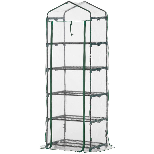 Mini-Gewächshaus für Pflanzen mit 5 Regalen 69 x 49 x 193 cm in Green Steel sconto