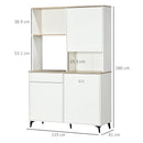 Dispensa Cucina 119x41x180 cm Ripiani Aperti Armadietti e Cassetto in Truciolato e MDF Bianco