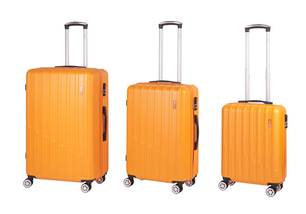 Set 3 Valigie Trolley Rigido 4 Ruote con Combinazione in ABS Ravizzoni Stelvio Giallo Senape