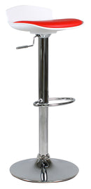 Sgabello con Alzata a Gas e Seduta Girevole in Polipropilene e Similpelle Vandi Bianco e Rosso
