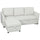 Divano Letto con Chaise Longue 192x148x86 cm con Vano Portaoggetti a Scomparsa Effetto Lino Bianco Crema