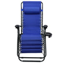 Sedia Poltrona Giardino Zero Gravity Pieghevole Acciaio Oxford con Vassoio Blu