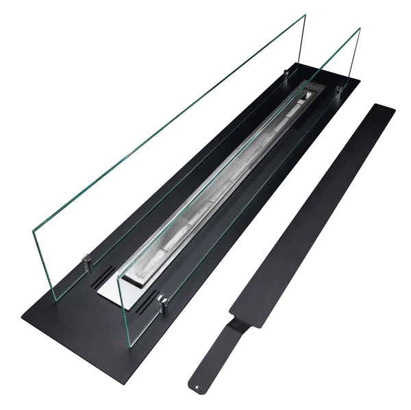 online Camino a Bioetanolo da Incasso 99x19,4x21 cm in Acciaio con Vetri Nero