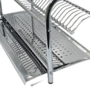 Scolapiatti Fisso da Appoggio in Acciaio Inox 80 cm con Vaschetta Raccogli Gocce