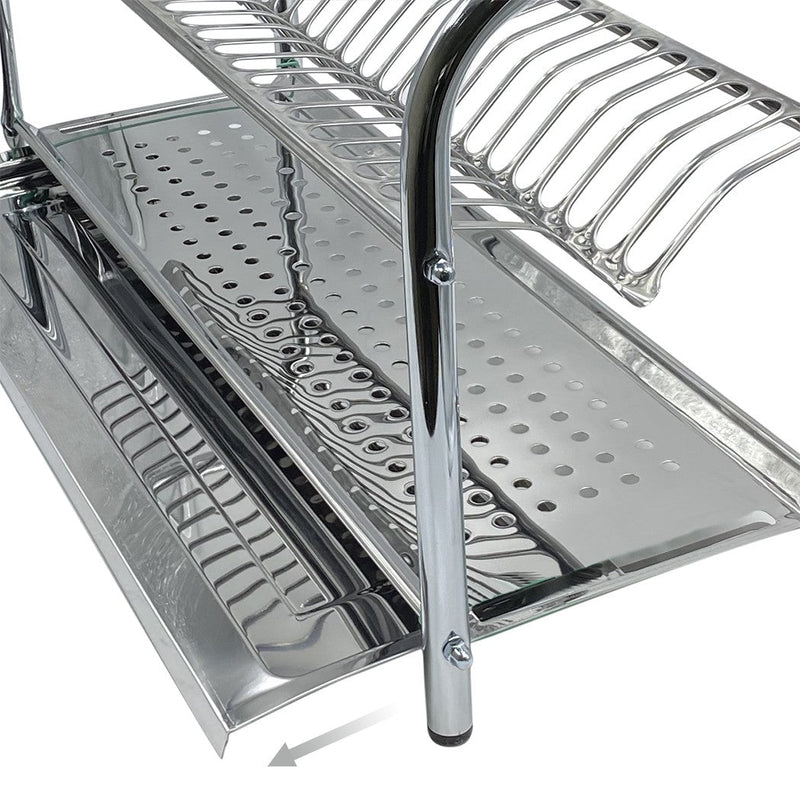 Scolapiatti Fisso da Appoggio in Acciaio Inox 80 cm con Vaschetta Raccogli Gocce