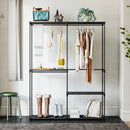 Armadio Guardaroba con 2 Aste e 4 Ripiani 142x43x185 cm in Tessuto Plastica e Acciaio Nero      