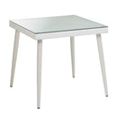 Tavolo da Giardino in Polyrattan con Vetro 80x80H77cm Adila Bianco Crema