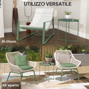 Tavolino da Giardino Ø46x50 cm con Vassoio Rimovibile e Gambe Pieghevoli in Acciaio Verde      