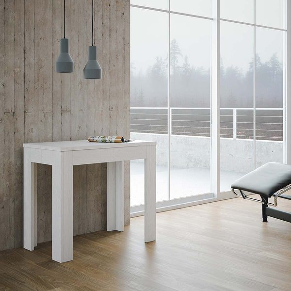 Ausziehbare Holzkonsole H76,5x47x90 / 147cm 2 Verlängerungen Itamoby Magix Glossy White Classic prezzo