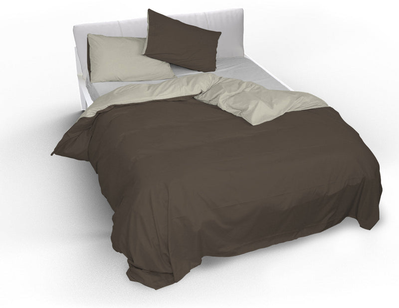 Copripiumino con Sacco e Federe Doubleface Marrone\/Panna