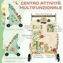Carrello Primi Passi per Bambini 18+ Mesi 33,5x36x46,8 cm con Freno Regolabile in Legno Levigato Verde      