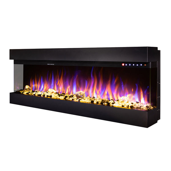 sconto Camino Elettrico da Incasso 48,4x127x20 cm Effetto Fiamma 1500W Dalas Maxi Nero