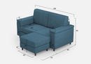 Divano 2 Posti con Pouf 148x155x85 cm Marrak in Tessuto Avio