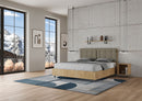 Letto Matrimoniale con Alzata Comoda Struttura Quercia con Cuscini in Similpelle Annalisa Cappuccino Varie Misure