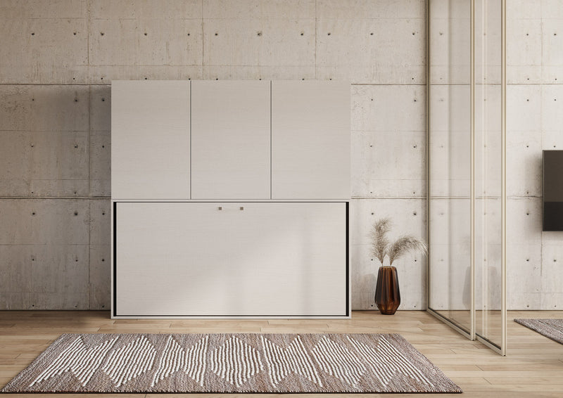 Letto Singolo a Scomparsa Composizione D Kando H194,4 Bianco Frassino con Materasso