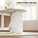 Tavolo Pieghevole per 6 Persone 163x80x75 cm con 2 Ribalte Ovale in Legno Color Legno      