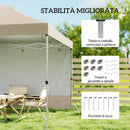 Gazebo Pieghevole Pop-Up 300x300 cm con Parete Laterale in Metallo e Tessuto Oxford Beige      