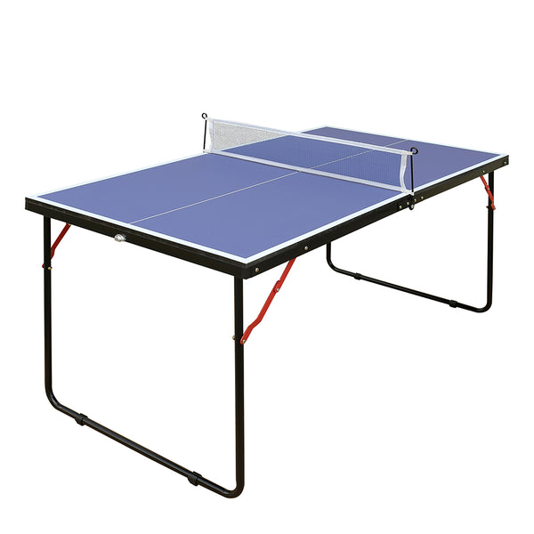 sconto Tavolo da Ping Pong Mini Pieghevole con Tendirete Salvaspazio con Maniglie di Trasporto Azzurro