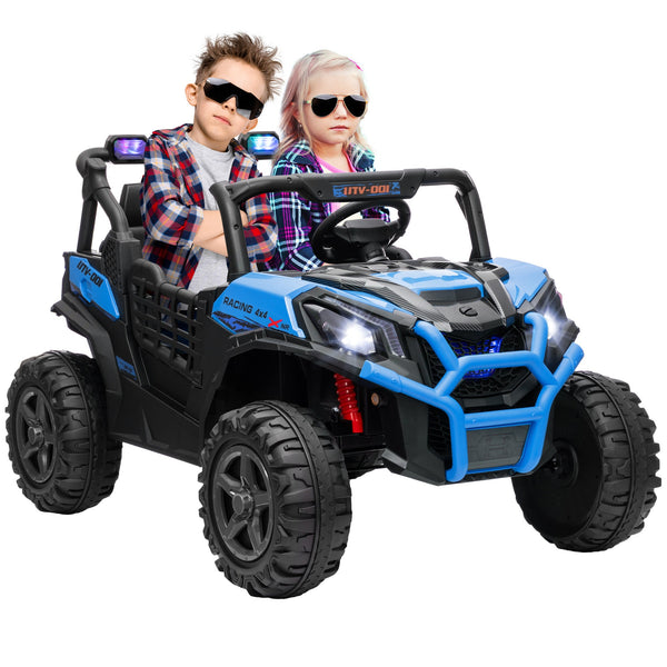 Macchina Elettrica per Bambini a 2 Posti Doppio Motore 24V 3 Velocità Blu sconto