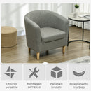 Poltrona Moderna a Pozzetto 74x63x73 cm in Tessuto Effetto Lino Grigio  