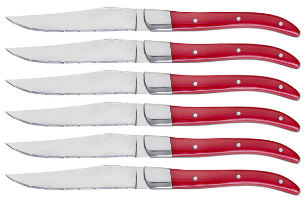 Set mit 6 Steakmessern gezackte Klinge Acrylgriff Alì Red online
