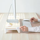 Supporto Monitor da Scrivania 53x20x5,7 cm in Plastica e Legno Bianco