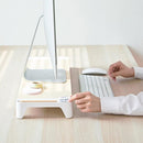 Supporto Monitor da Scrivania 53x20x5,7 cm in Plastica e Legno Bianco