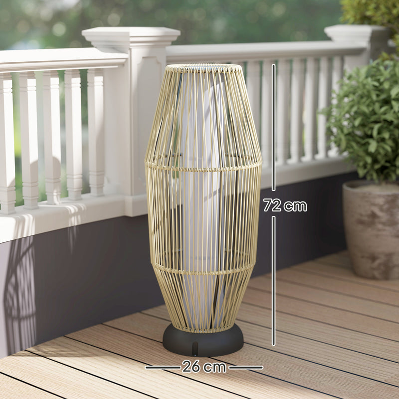 Lampada Solare da Terra da Giardino Ø26x72 cm con Illuminazione LED in PE Rattan e Acciaio Grigio  