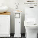 Mobiletto Bagno 21,5x17,8x66,5 cm con Porta Carta Igienica in Legno MDF Bianco