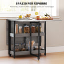Tavolo Pieghevole da Pranzo a 2 Ribalte 133,4x80x75 cm in Legno e Metallo Grigio  