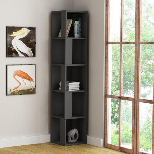 Libreria angolare 31,4x31,4x158,9 cm Piano antracite 5 ripiani acquista