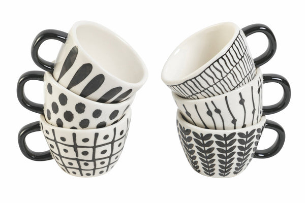 sconto Set 6 Kaffeetassen aus Steinzeug 90 ml Villa d'Este Home Tivoli Masai Black