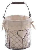 Cestino Ø17xH19 cm in Metallo e Cotone Nero e Ecrù