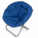 Poltrona Sedia Moon 80x70x80 cm con Schienale Pieghevole Imbottito Telaio in Metallo Blu      