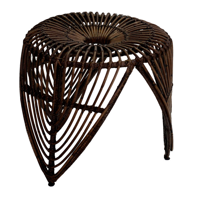 Sgabello Tondo in Polyrattan Ø49x43cm Small Marrone