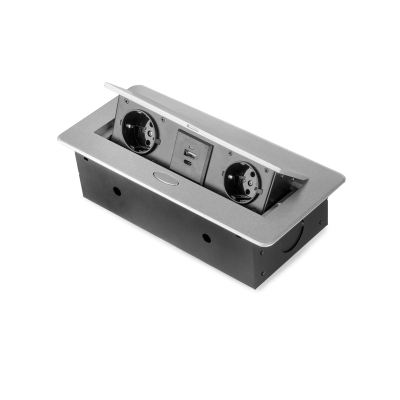 Multipresa Atom 26 Lite per Scrivania Verniciato Alluminio Zama e Acciaio e Tecnoplastica Emuca