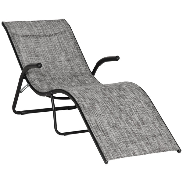 sconto Klappbare Sonnenliege 170x62x68 cm aus Metall und grauem Netzstoff