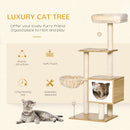 Tiragraffi per Gatti con 2 Pali Casetta e Lettini 48x40x126 cm in Legno Peluche e Sisal Beige  