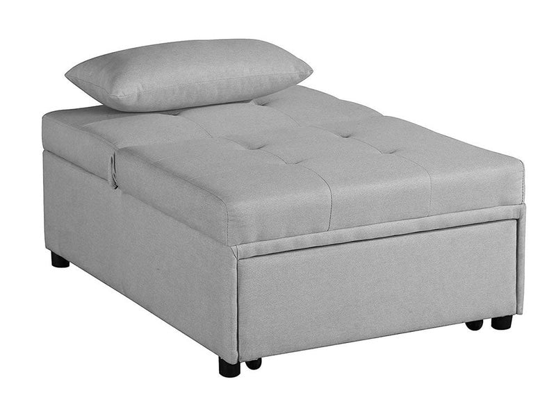 Poltrona Letto Singolo Trasformabile 80x113x45 cm in Tessuto Grigio