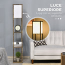 Lampada da Terra Attacco E27 Potenza 40W con Mensole in MDF Colore Legno  