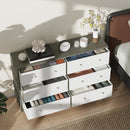 Cassettiera con 6 Cassetti in Tessuto 114x30x70 cm con Maniglie Doppie Struttura in MDF Bianco e Grigio  