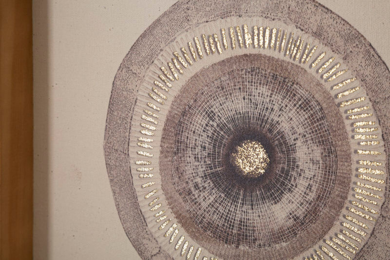 Stampa su Tela Circly con Inserti 45x3,2x60 cm in Legno e Tessuto