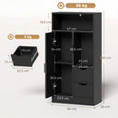 Mobile Bagno Slim 50x25x100 cm con Cassetti Ripiani Aperti e Armadietto in Truciolato Nero      